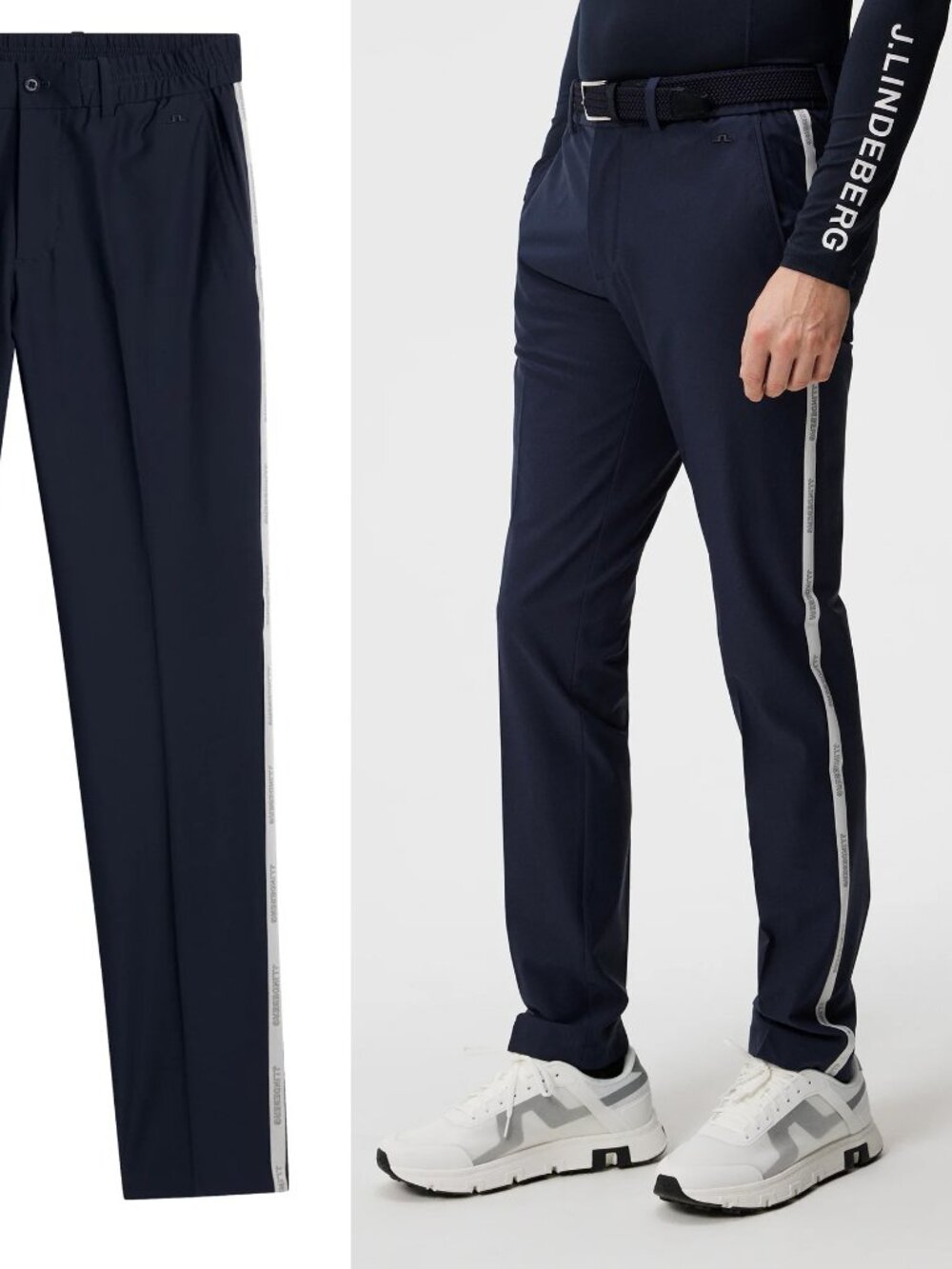 J.Lindeberg Men Stuart Stripe Golf Pants Navy- SS24 34x32 NEW in polybag